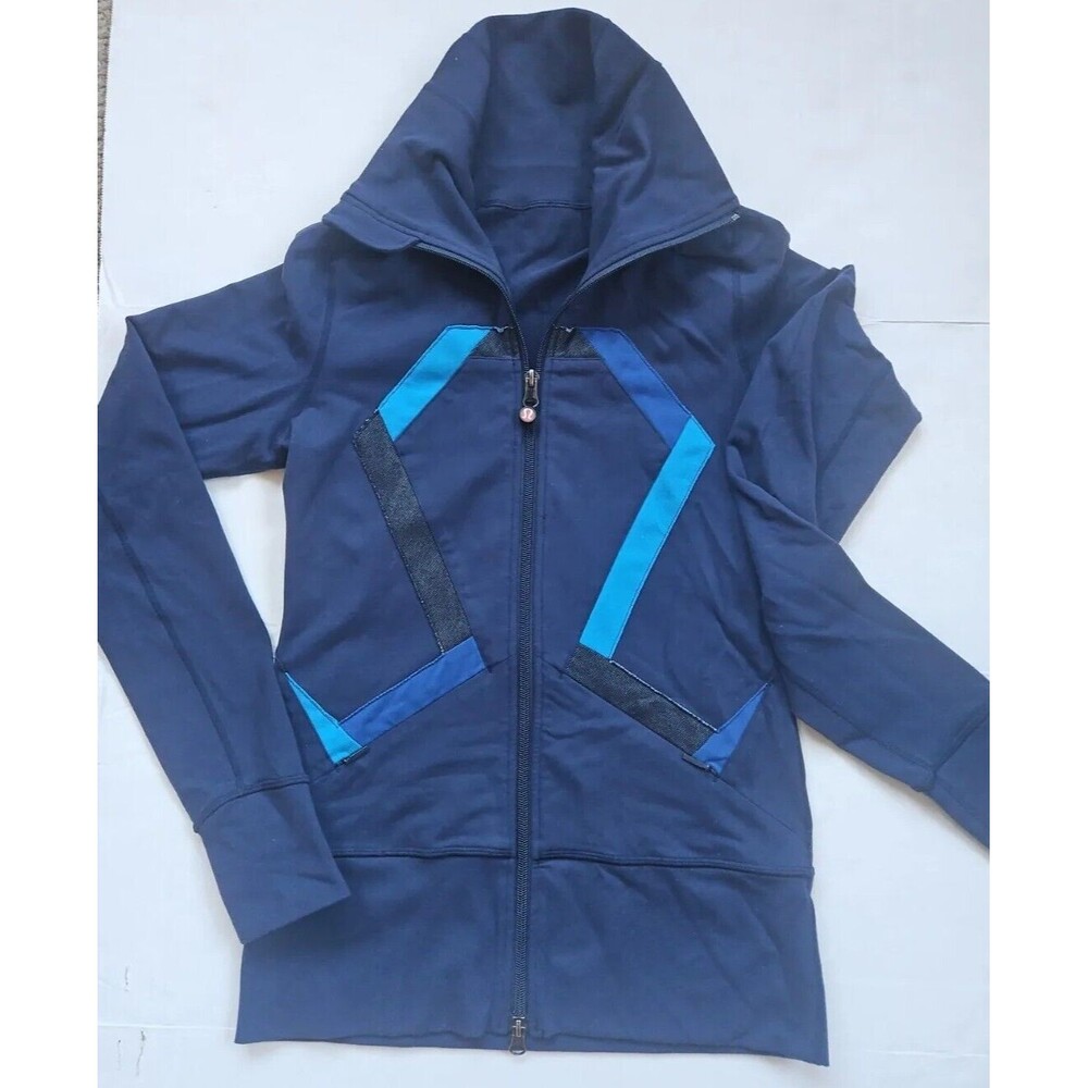 Lululemon In Stride Blue Origami Long Sleeve Full Zip Up Jacket Size 2 EUC